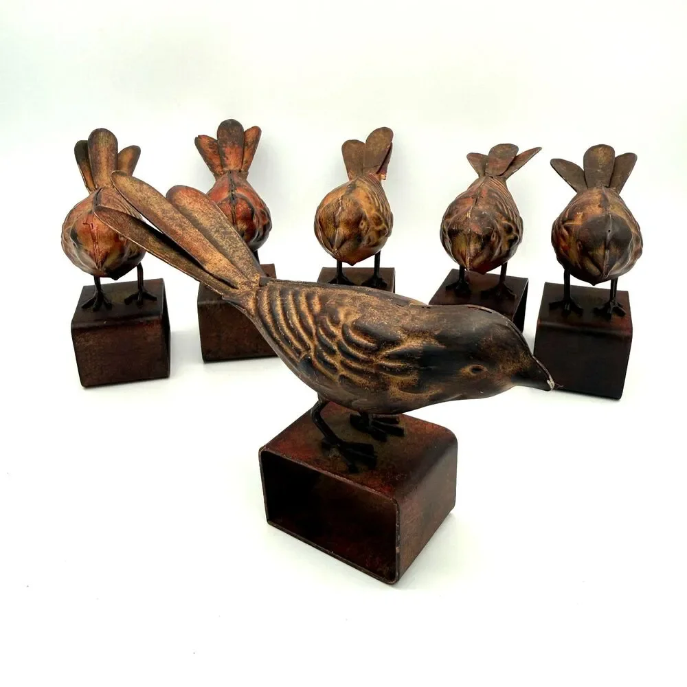 Rustic Bird Metal Napkin Rings Set of 6 - Farmhouse Table Decor Z Gallerie